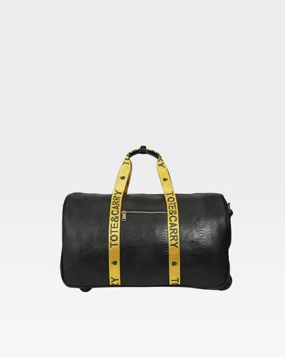 Caution Tape Rolling Duffle Bag in Black & Yellow