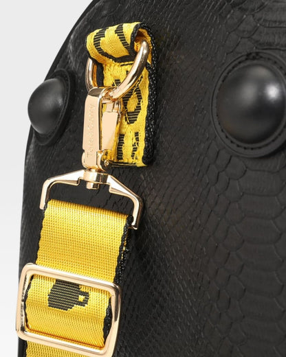 Caution Tape Rolling Duffle Bag in Black & Yellow